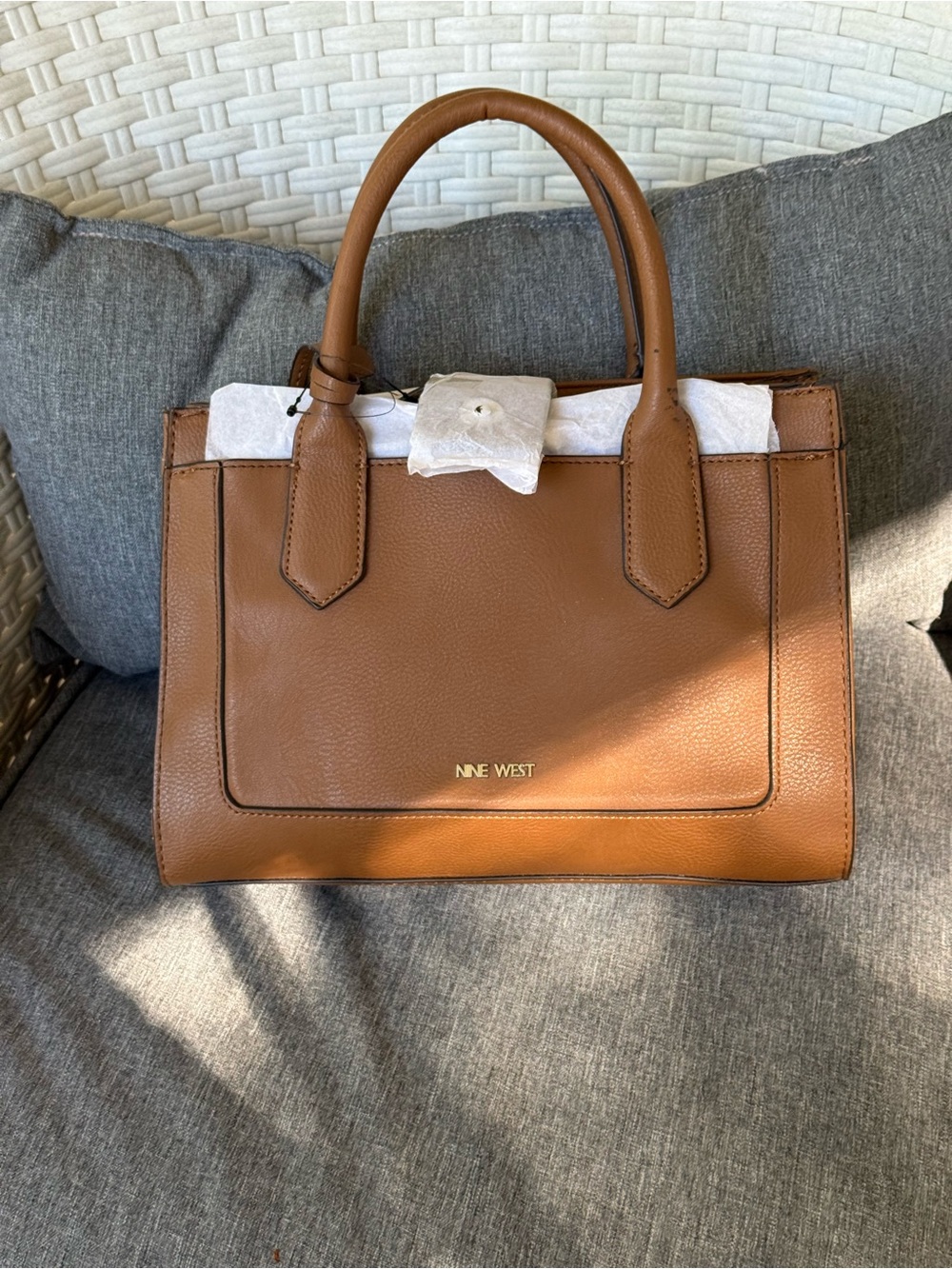 Nine West Cognac Brown Satchel Handbag